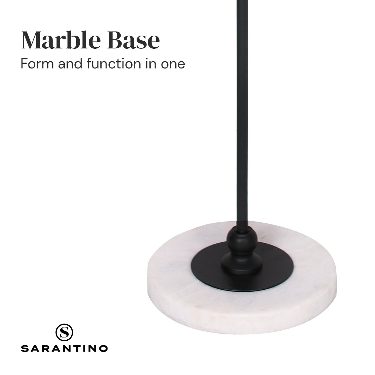 Sarantino Metal Floor Lamp with Marble Base & Off-White Shade - DecorHouse.com.au