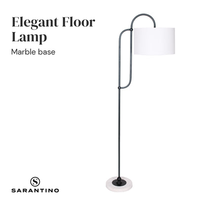 Sarantino Metal Floor Lamp with Marble Base & Off-White Shade - DecorHouse.com.au