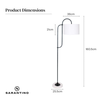 Sarantino Metal Floor Lamp with Marble Base & Off-White Shade - DecorHouse.com.au