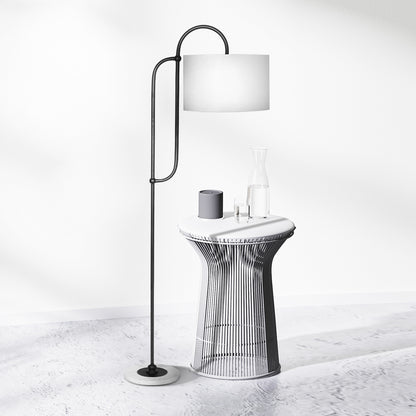 Sarantino Metal Floor Lamp with Marble Base & Off-White Shade - DecorHouse.com.au