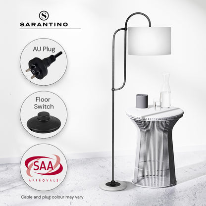 Sarantino Metal Floor Lamp with Marble Base & Off-White Shade - DecorHouse.com.au