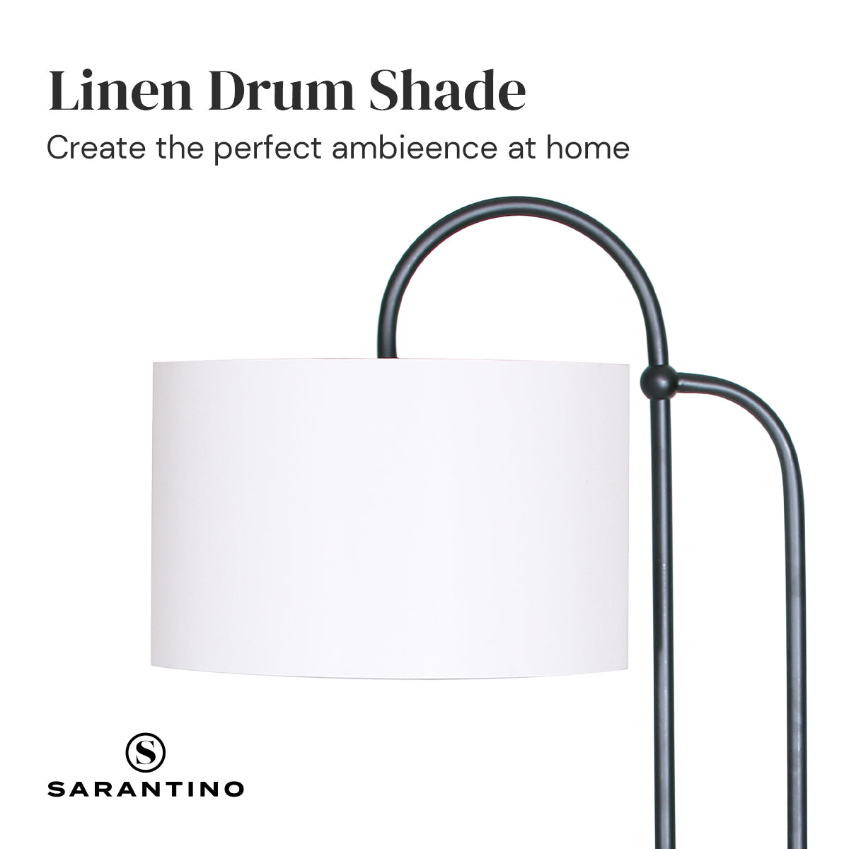Sarantino Metal Floor Lamp with Marble Base & Off-White Shade - DecorHouse.com.au