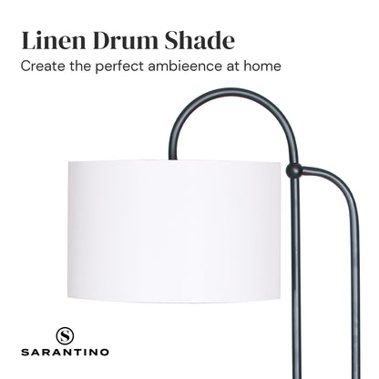Sarantino Metal Floor Lamp with Marble Base & Off-White Shade - DecorHouse.com.au