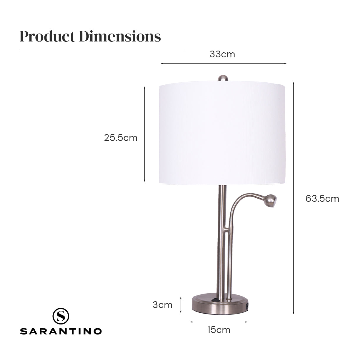 Sarantino 2-in-1 Table Lamp with LED Reading Light - DecorHouse.com.au