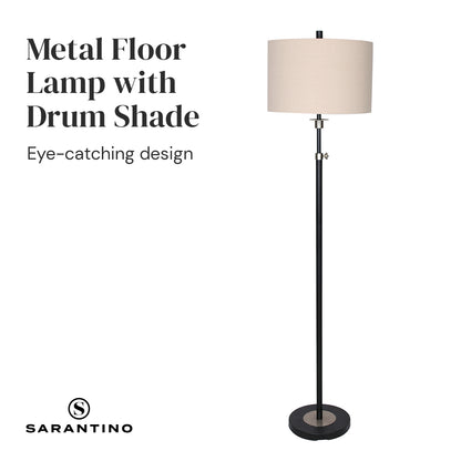 Sarantino Metal Floor Lamp with Cream Drum Shade - DecorHouse.com.au
