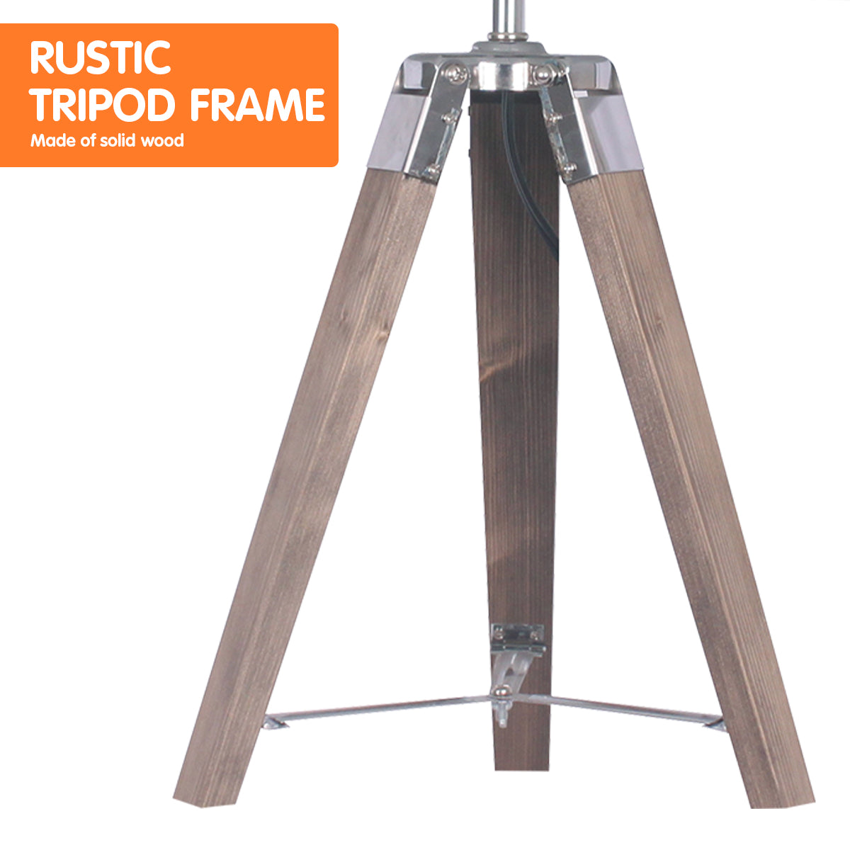 Sarantino Wooden Tripod Table Lamp With Black Taper Fabric Shade - DecorHouse.com.au
