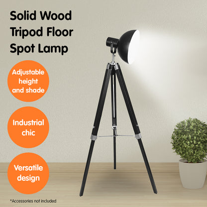 Sarantino Tripod Floor Spot Lamp Reading Adjustable Height Metal Black - DecorHouse.com.au