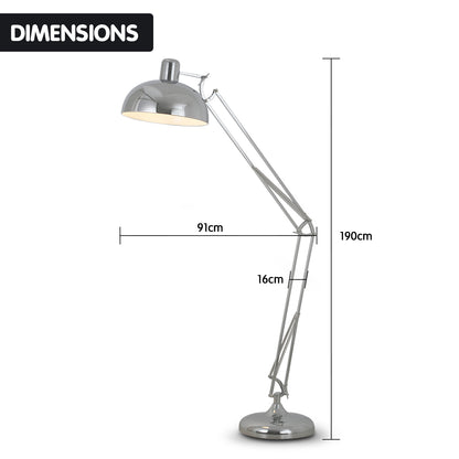 Sarantino Metal Architect Floor Lamp Shade Adjustable Height - Chrome - DecorHouse.com.au