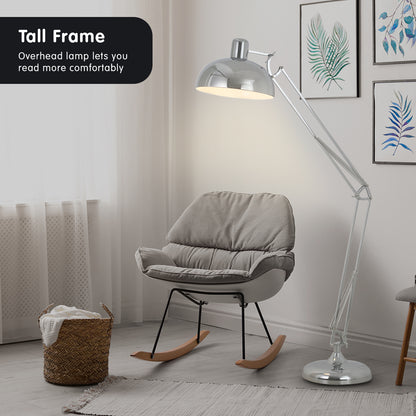 Sarantino Metal Architect Floor Lamp Shade Adjustable Height - Chrome - DecorHouse.com.au