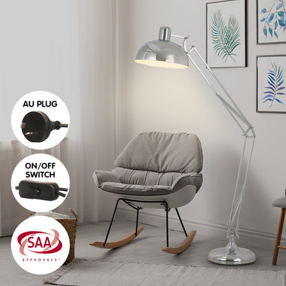 Sarantino Metal Architect Floor Lamp Shade Adjustable Height - Chrome - DecorHouse.com.au