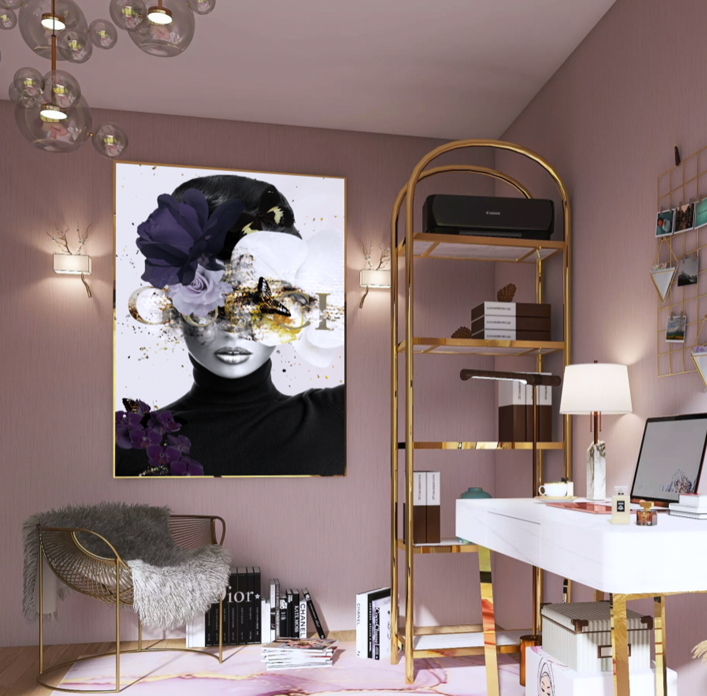 Interior Ave - Gold Rush - 90cm x 60cm White Framed Artwork - DecorHouse.com.au