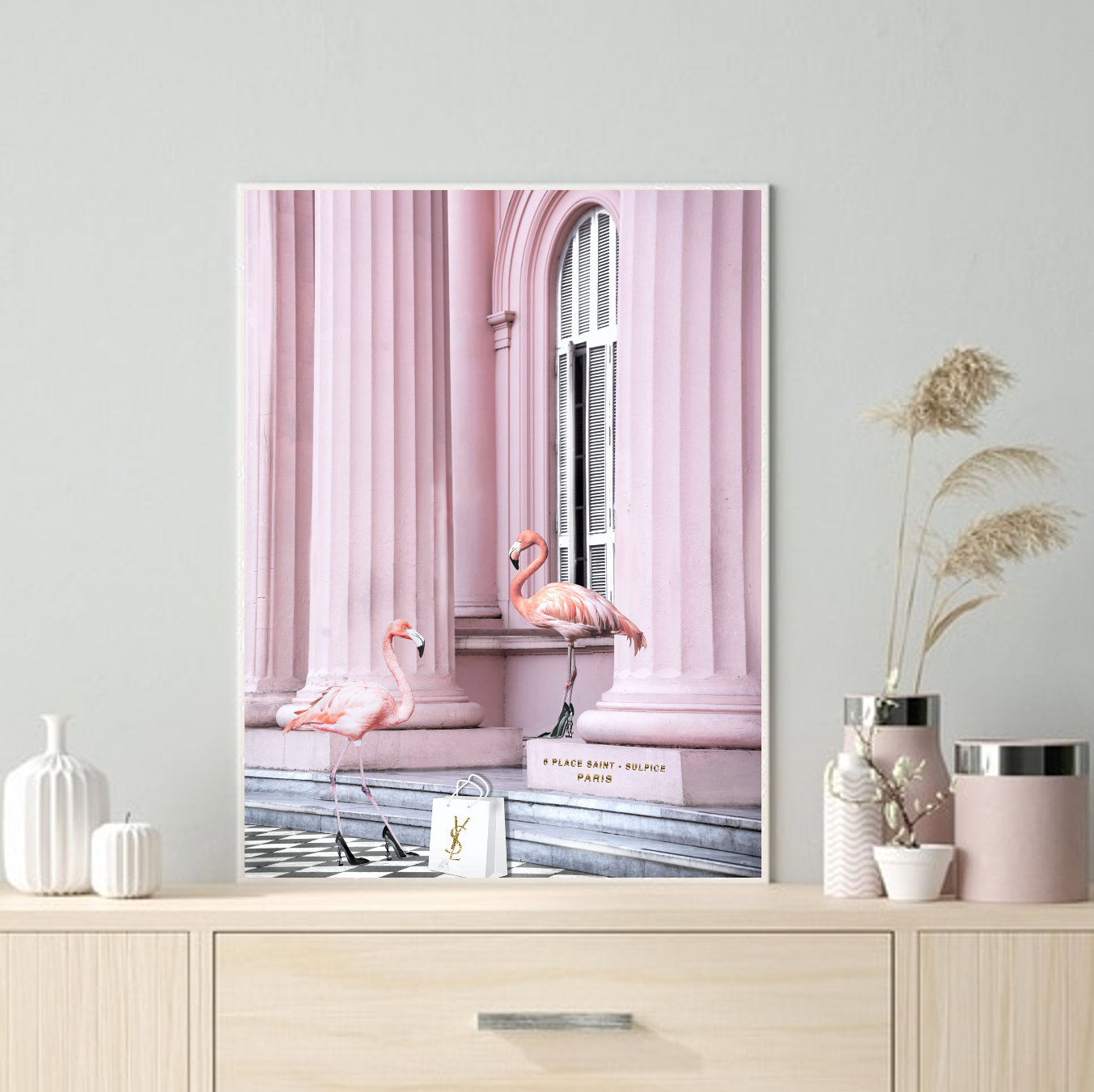 Interior Ave - Saint Pink - 90cm x 60cm White Framed Artwork - DecorHouse.com.au