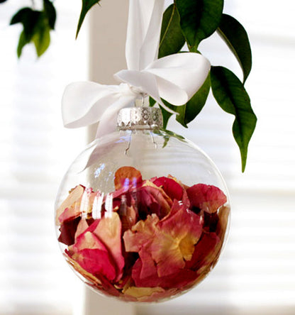 4 x Glass Bauble 6cm Diameter Round Clear with Silver Cap - table or tree centrepice personal memory theme craft gift - DecorHouse.com.au