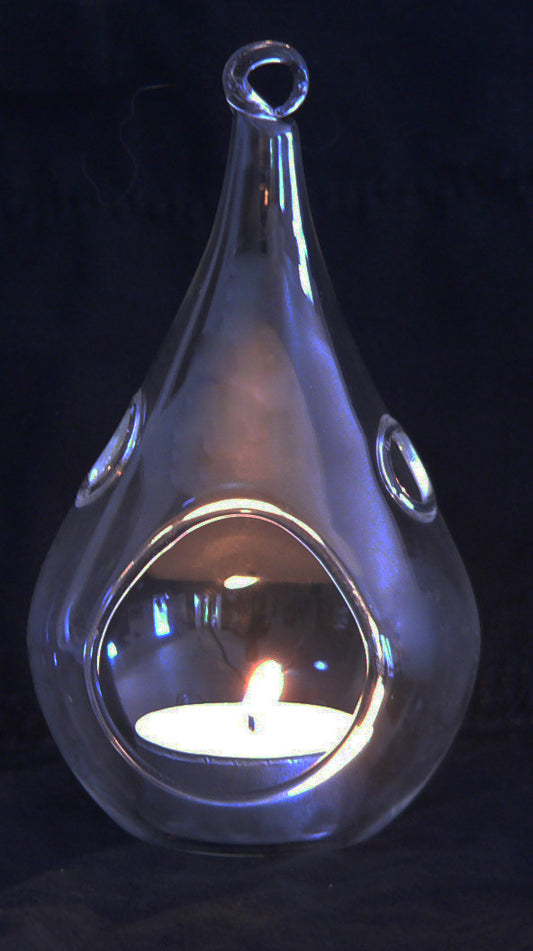 4 Pack of Hanging Clear Glass Tealight Candle Holder Tear Drop Pear Hour Glass Shape - 20cm High Terrarium Plant Mini Garden Holder D�cor Craft Gift - DecorHouse.com.au