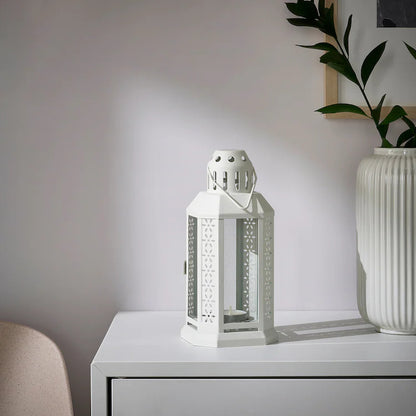 White Metal Miners Lantern Summer Wedding Home Party Room Balconey Deck Decoration 21cm Tealight Candle - DecorHouse.com.au