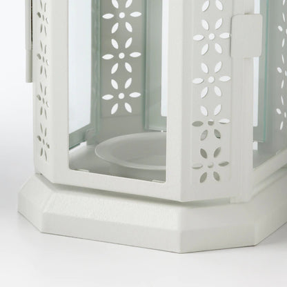 White Metal Miners Lantern Summer Wedding Home Party Room Balconey Deck Decoration 21cm Tealight Candle - DecorHouse.com.au