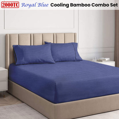 Ramesses Royal Blue 2000TC Cooling Bamboo Combo Set King Single