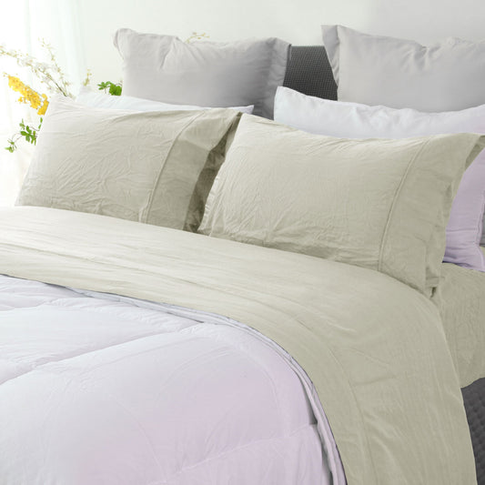 Ramesses Oatmeal Pebble Wash Linen Look Alternative Sheet Set