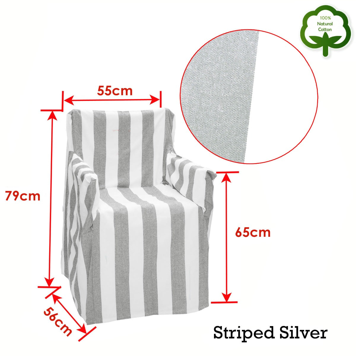 Rans Alfresco 100% Cotton Director Chair Cover - Striped Silver - DecorHouse.com.au