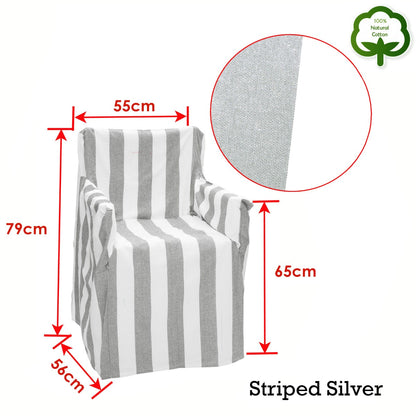 Rans Alfresco 100% Cotton Director Chair Cover - Striped Silver - DecorHouse.com.au