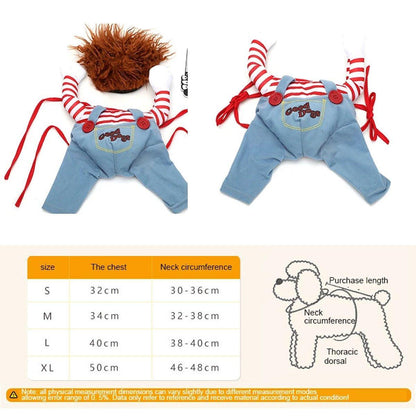Halloween Dog Costume Pet Accessories Funny Dress Up for Small Medium Dogs - Deadly Doll-M