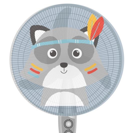 18-Inch Cartoon Children's Electric Fan Mesh Protection Net - Little Gray Wolf