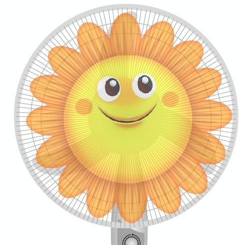 18-Inch Cartoon Children's Electric Fan Mesh Protection Net - Little Gray Wolf
