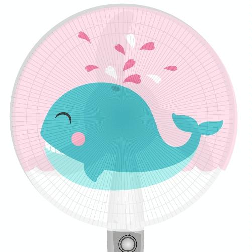 16 Inch - Cartoon Children's Electric Fan Mesh Protection Net - Blue Whale