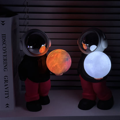 Creative Astronaut Bluetooth Speaker with 3D Starry Sky Lighting (grey top + navy blue pants)
