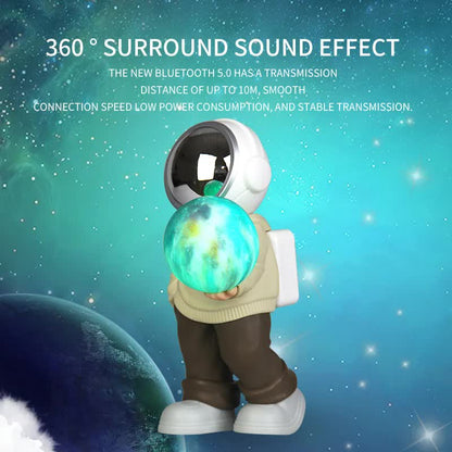 Creative Astronaut Bluetooth Speaker with 3D Starry Sky Lighting (grey top + navy blue pants)