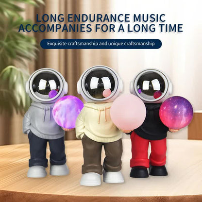 Creative Astronaut Bluetooth Speaker with 3D Starry Sky Lighting (beige top + brown pants)
