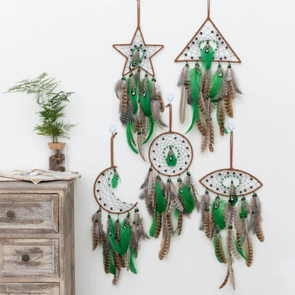 Star Boho Forest Dreamcatcher Wind Chime Pendant - INS Style Moonlit Serenity Decor