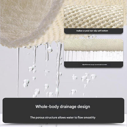 Green Leaves Pattern  PVC Non-Slip Bath Mat 45x75cm - Shower Drain Hole Design, Soft & Quick-Dry Bathroom Rug