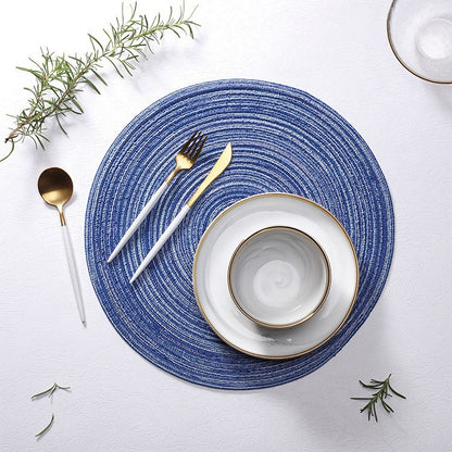8 Pcs Beige Woven Round Placemat - Non-Slip, Heat-Resistant Dining Table Mat,  36cm