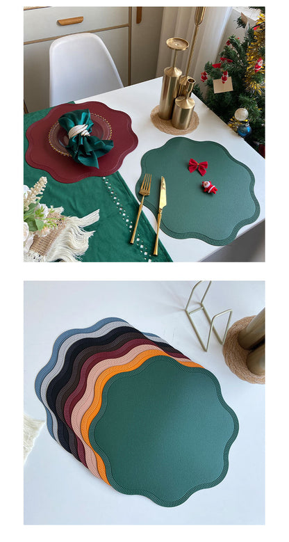 Red Nordic Style Faux Leather Placemats Set of 4 - Heat-Resistant Waterproof Table Mats 38x38cm(cutlery not included)