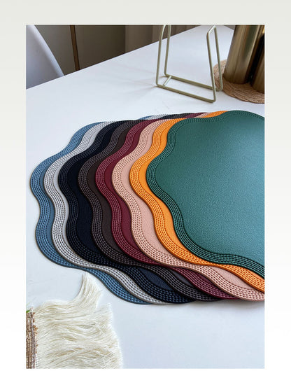 Green Nordic Style Faux Leather Placemats Set of 4 - Heat-Resistant Waterproof Table Mats 38x38cm(cutlery not included)