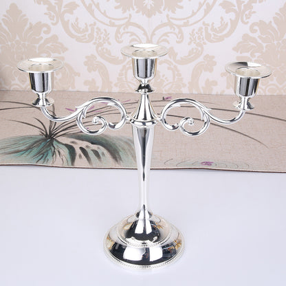 Silver Elegant Metal Candelabra 3 Arm Candle Holder -  Decorative Candelabra for Home, Weddings, Events