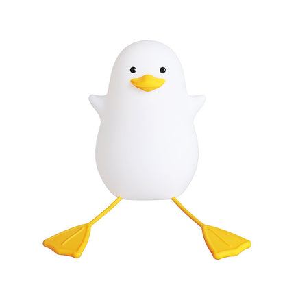 Cute Gull Silicone Night Light - Tap Control, USB Rechargeable, Kids Bedroom (Warm light three-speed yellow mouth)