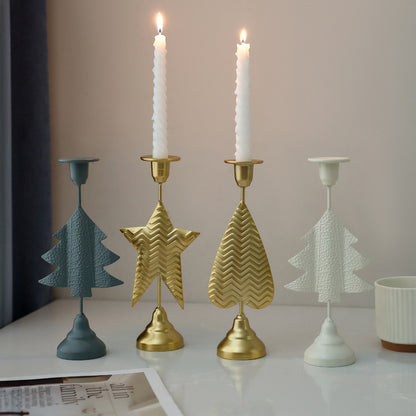 Black Elegant Star Metal Candlestick Holder - Decorative Taper Candle Stand for Home, Tabletop & Special Occasions