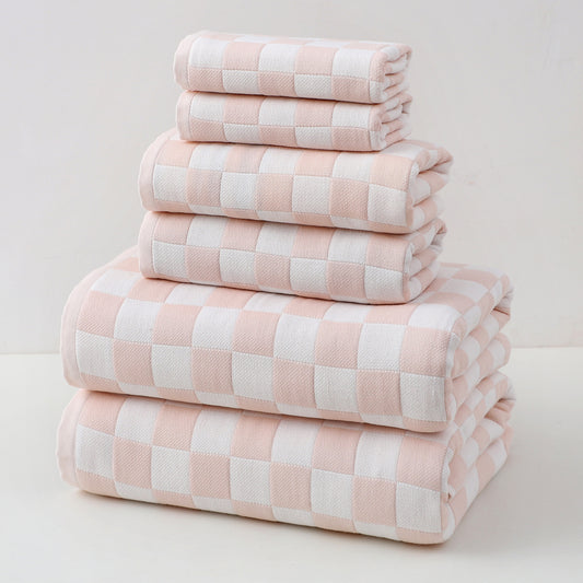 Light Brown Ultra-Soft 100% Cotton Gauze 6-Piece Towel Set | Absorbent & Quick-Dry Bath Towel